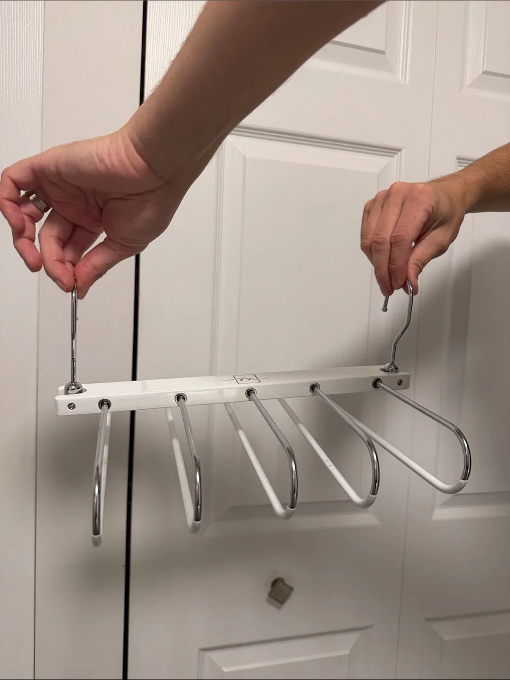 White and Silver Multi-Tier Pant Hanging Organizer